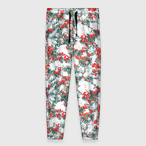 Женские брюки Ветки рябины в снегу / 3D-принт – фото 1
