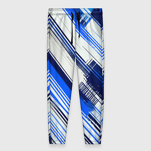 Женские брюки Синие диагональные полосы на белом фоне / 3D-принт – фото 1