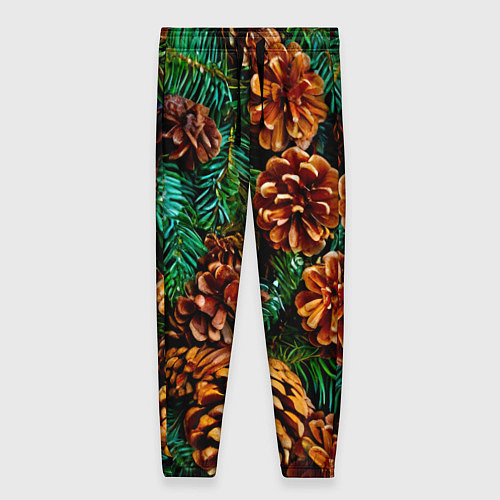 Женские брюки Елочные ветки с шишками / 3D-принт – фото 1