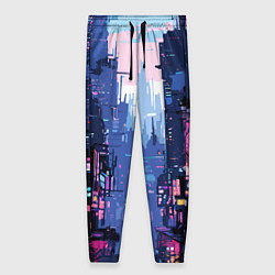 Брюки женские Киберпанк город розовый, цвет: 3D-принт