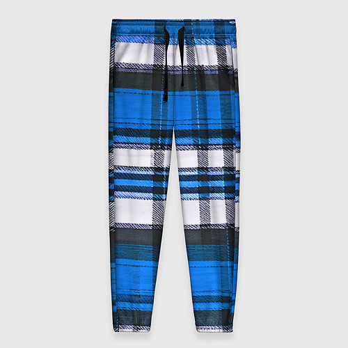 Женские брюки Сине-белая ткань в клетку / 3D-принт – фото 1
