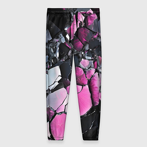 Женские брюки Чёрно-розовый камень / 3D-принт – фото 1