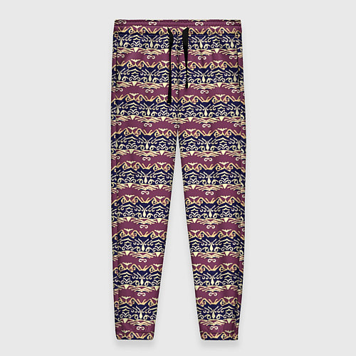 Женские брюки Тёмный сине-розовый узор / 3D-принт – фото 1