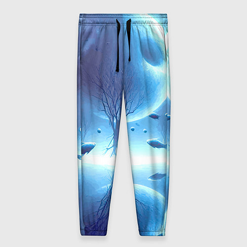 Женские брюки Луна и рыбы - нейроарт фантазия / 3D-принт – фото 1