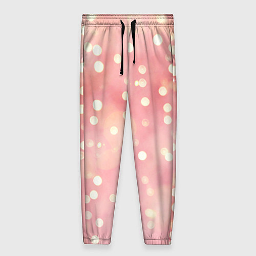 Женские брюки Сияние праздничных огоньков на розовом фоне / 3D-принт – фото 1