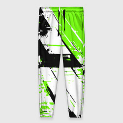 Брюки женские Diagonal black and green stripes on a white backgr, цвет: 3D-принт