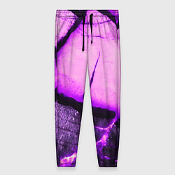 Брюки женские Трещины на абстрактном фиолетовом фоне, цвет: 3D-принт