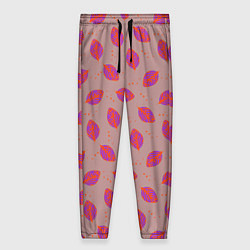 Брюки женские Узор из пурпурных листьев, цвет: 3D-принт