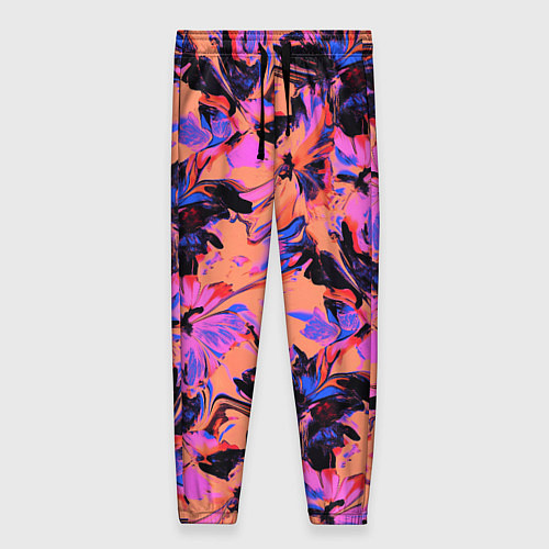 Женские брюки Абстрактные цветы - текучая краска / 3D-принт – фото 1