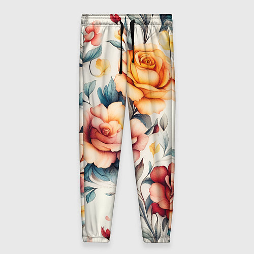 Женские брюки Паттерн с переплетением цветов / 3D-принт – фото 1