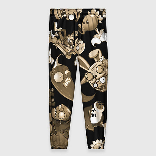 Женские брюки Растения против зомби в бежевом цвете / 3D-принт – фото 1