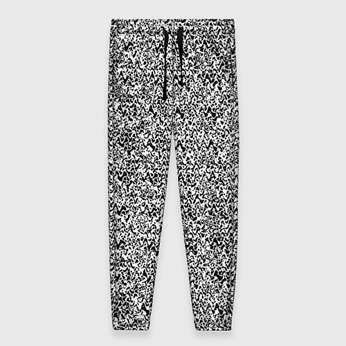 Женские брюки Чёрно-белый текстурный / 3D-принт – фото 1