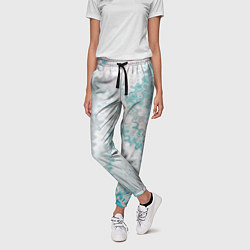 Брюки женские Серо-бирюзовый абстрактный, цвет: 3D-принт — фото 2