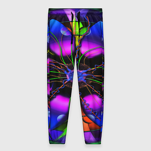 Женские брюки Неоновая психоделика лепестки / 3D-принт – фото 1