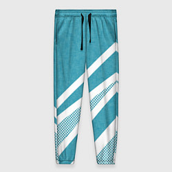 Брюки женские Бело-голубой абстракция с полосами, цвет: 3D-принт