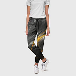 Брюки женские Серая текстура с золотым разломом, цвет: 3D-принт — фото 2