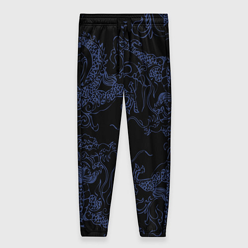 Женские брюки Синий дракон на черном / 3D-принт – фото 1