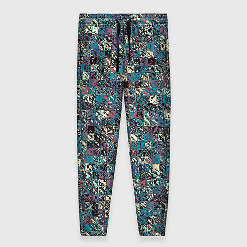 Женские брюки Бордово-голубой квадратный паттерн / 3D-принт – фото 1