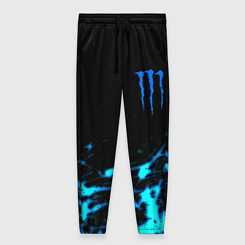 Женские брюки Monster energy голубые краски / 3D-принт – фото 1