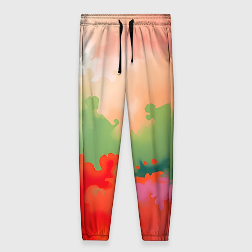 Женские брюки Красные и зеленые облака / 3D-принт – фото 1