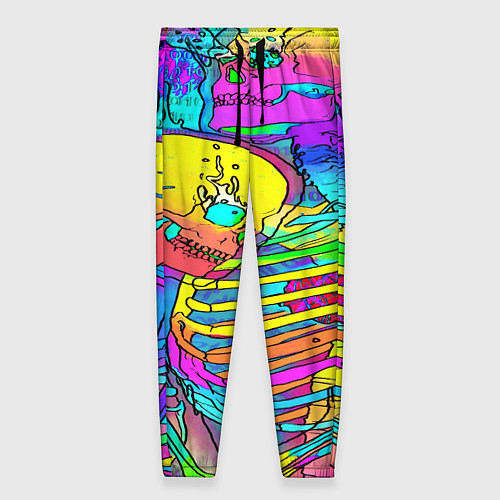 Женские брюки Черепа неоновые краски / 3D-принт – фото 1