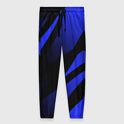 Брюки женские Чёрный с синий абстрактные полосы, цвет: 3D-принт