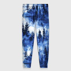 Брюки женские Силуэты деревьев и отражения - акварельный лесной, цвет: 3D-принт