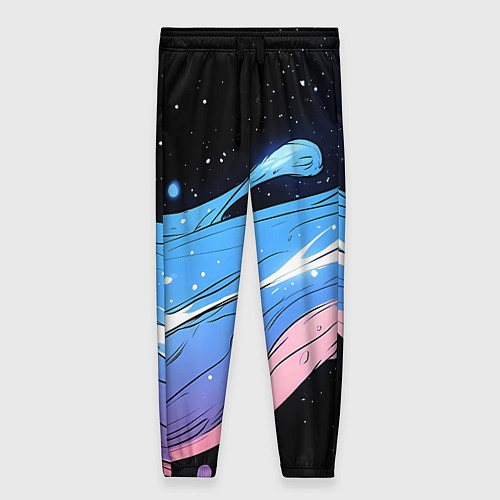 Женские брюки Синяя волна на черном - текстура / 3D-принт – фото 1