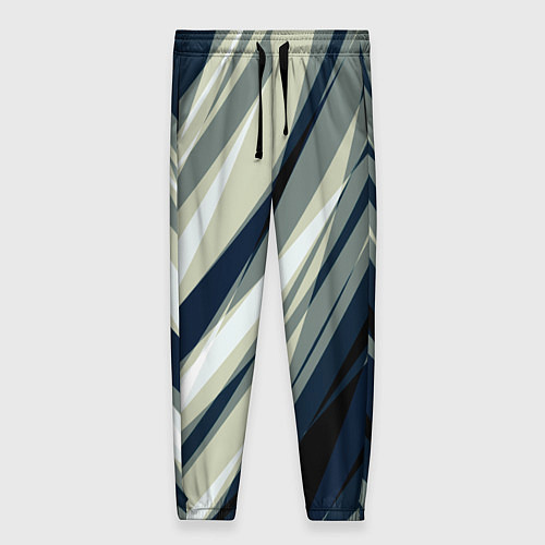 Женские брюки Синий с оливковым диагональные полосы / 3D-принт – фото 1