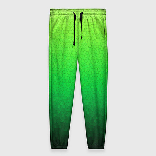 Женские брюки Градиент мозаика зелёный в тёмный / 3D-принт – фото 1