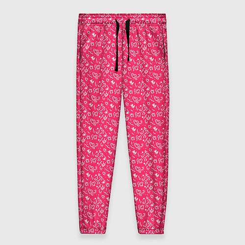 Женские брюки Розовый паттерн с маленькими сердечками / 3D-принт – фото 1