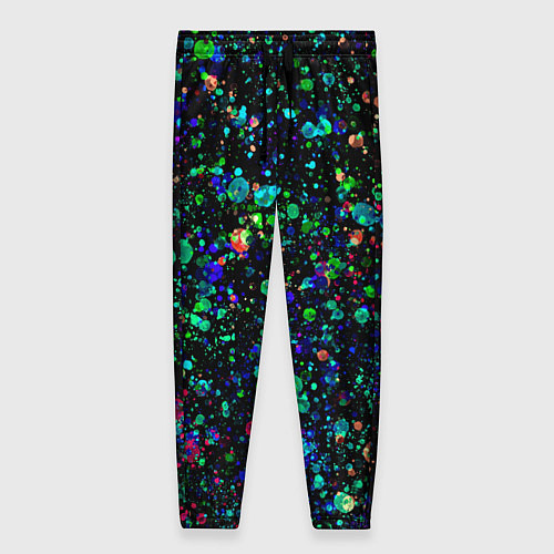 Женские брюки Чёрный с брызгами сине-зелёными абстракция / 3D-принт – фото 1