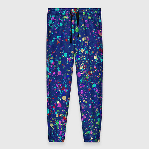 Женские брюки Синий с разноцветными брызгами / 3D-принт – фото 1