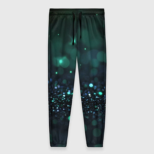 Женские брюки Зеленые и бирюзовые блестки / 3D-принт – фото 1