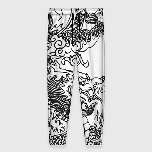 Женские брюки Татуировка дракона на белом / 3D-принт – фото 1