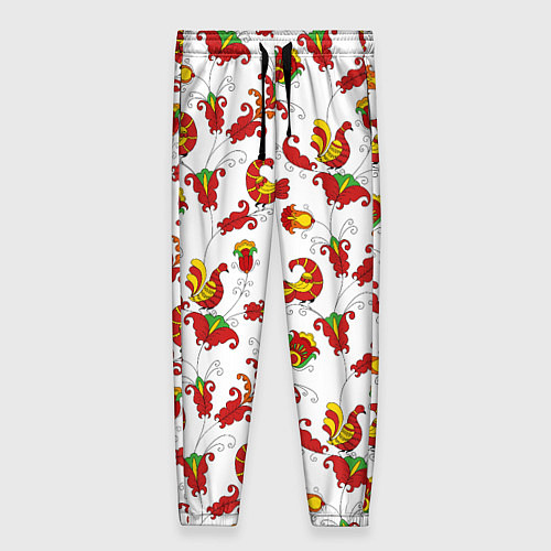 Женские брюки Русский народный орнамент в стиле росписей Северно / 3D-принт – фото 1