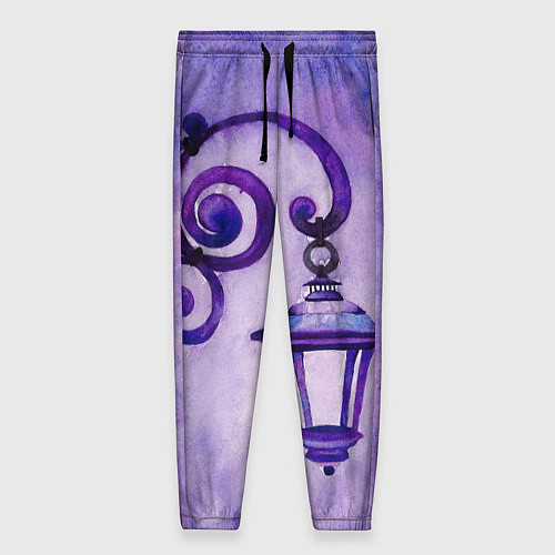 Женские брюки Уличный фиолетовый фонарь / 3D-принт – фото 1