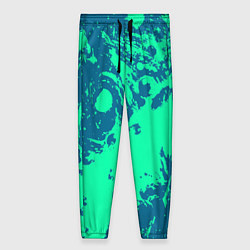 Брюки женские Сине-зелёный абстракция краски, цвет: 3D-принт