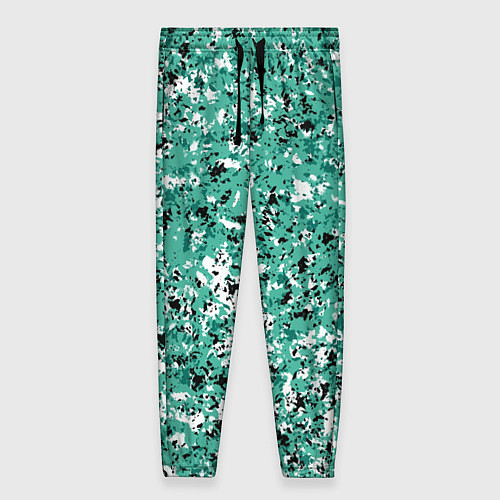 Женские брюки Бирюзовый с чёрно-белыми пятнами / 3D-принт – фото 1