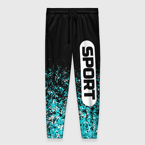 Женские брюки Sport чёрно-голубой пятнистый / 3D-принт – фото 1