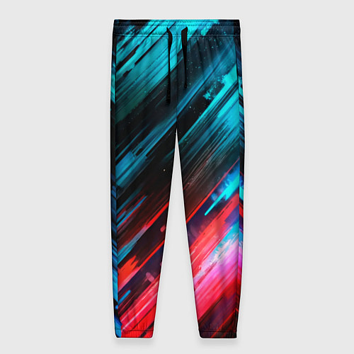 Женские брюки Синяя и красная краска на черном / 3D-принт – фото 1