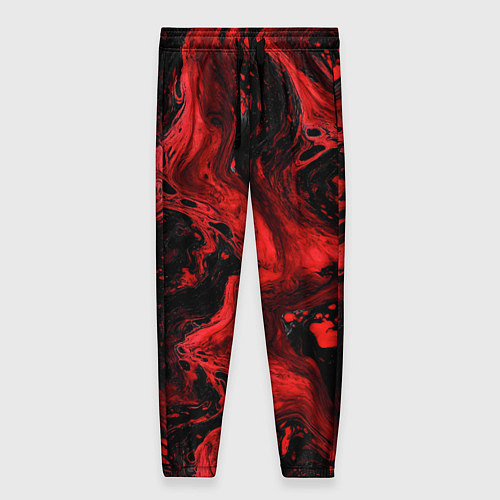 Женские брюки Красно-черные разводы краски - абстрактный узор / 3D-принт – фото 1