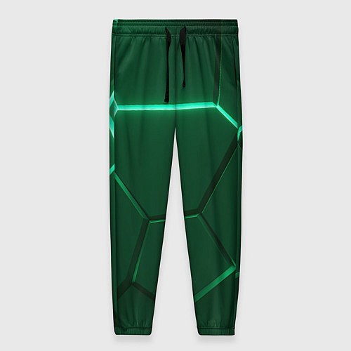 Женские брюки Зеленые плиты с неоном / 3D-принт – фото 1
