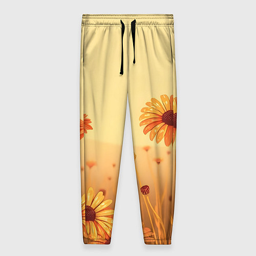 Женские брюки Цветы на закате / 3D-принт – фото 1