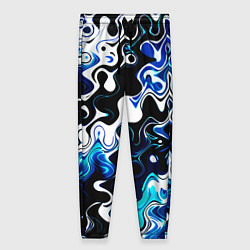 Женские брюки Абстракция разлитые краски чёрно-сине-белый
