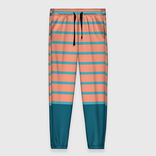 Женские брюки Полосатый мандариновый морской рассвет / 3D-принт – фото 1