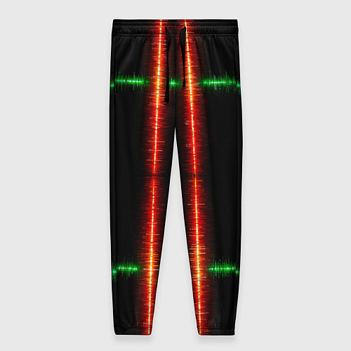 Женские брюки Color black green red lines / 3D-принт – фото 1