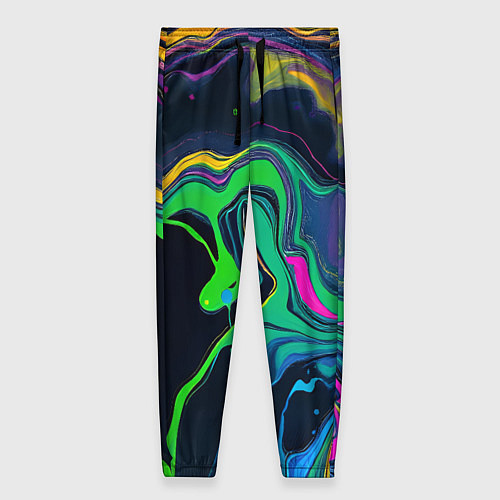 Женские брюки Разводы и переливы разноцветной краски / 3D-принт – фото 1