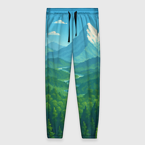 Женские брюки Горный пейзаж - пиксель арт / 3D-принт – фото 1