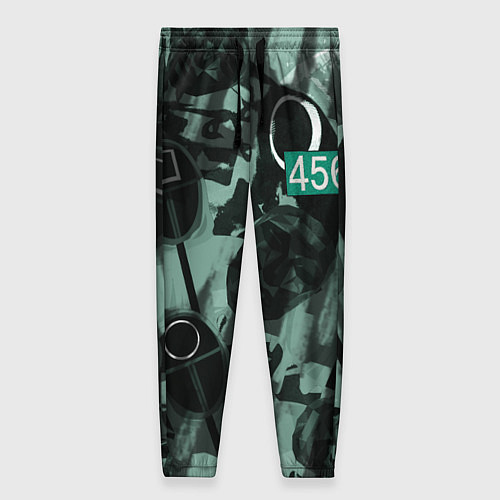 Женские брюки Номер 456 на фоне масок игры в кальмара / 3D-принт – фото 1